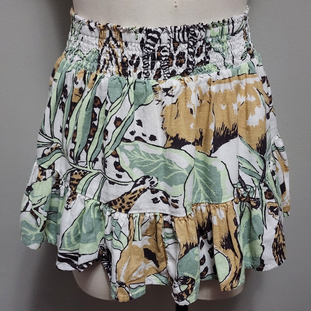 Aerie jungle print linen blend mini skirt size medium - Picture 2 of 10